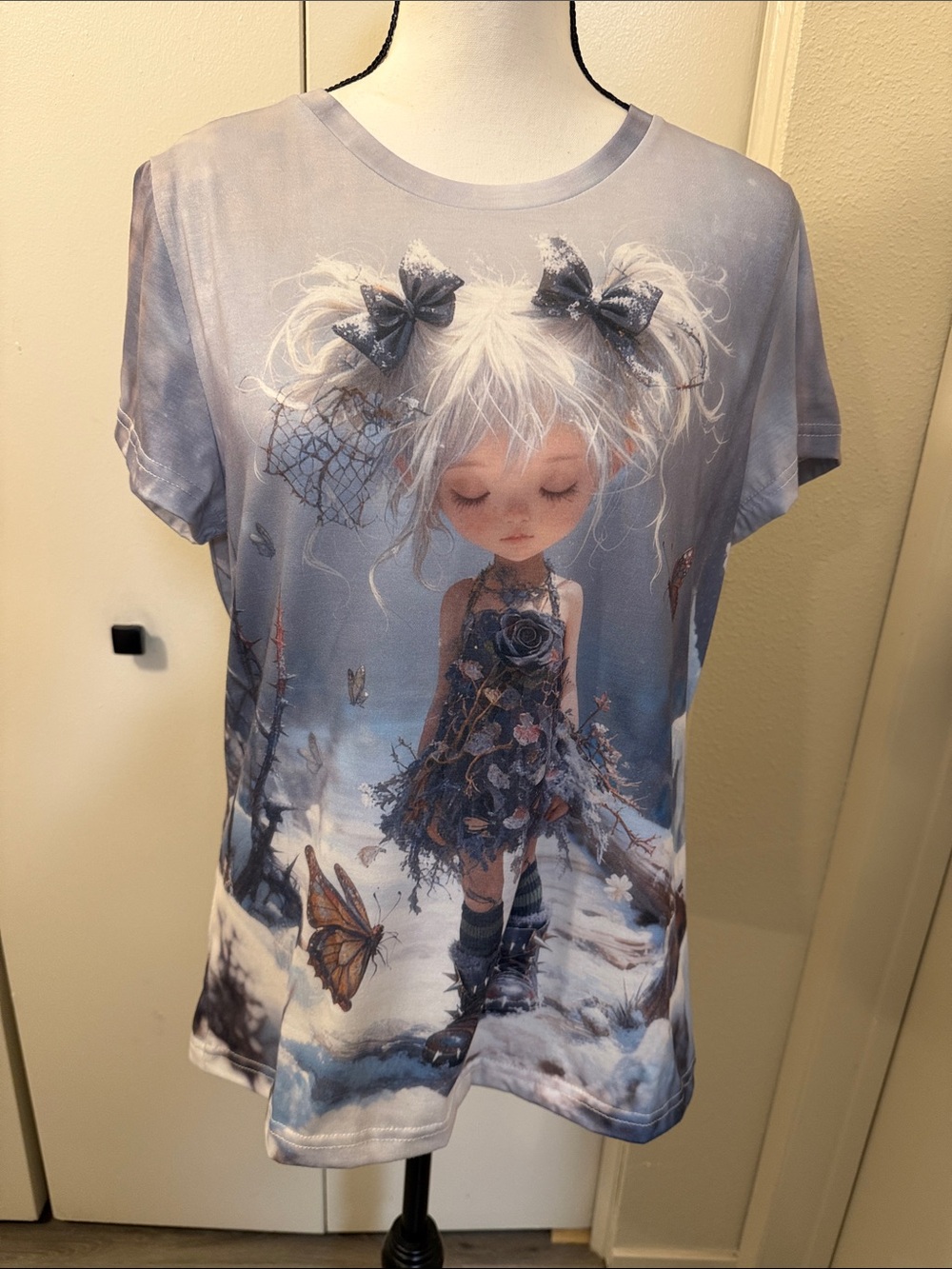 Women’s Blue Graphic Fairy Dress T-Shirt